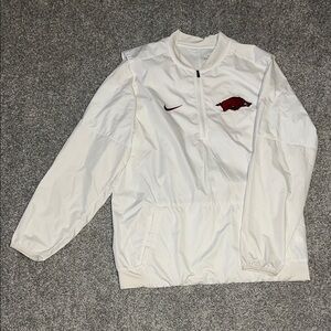 Nike White Windbreaker with University of Arkansas Logo